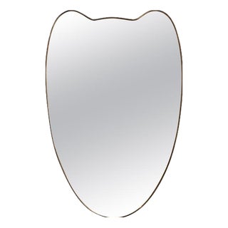 Mid-Century Modern Italian Wall Mirror with Brass Frame, 1960s For Sale