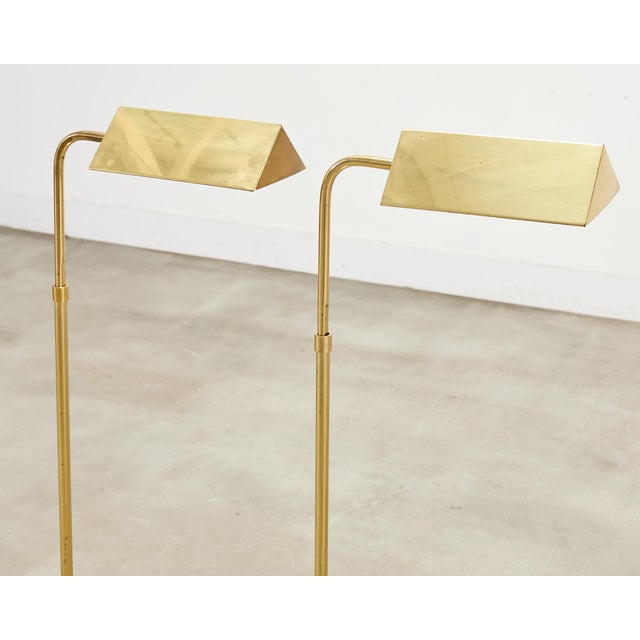 Mid 20th Century Pair of Mid-Century Brass Adjustable Pharmacy Floor Lamps For Sale - Image 5 of 18