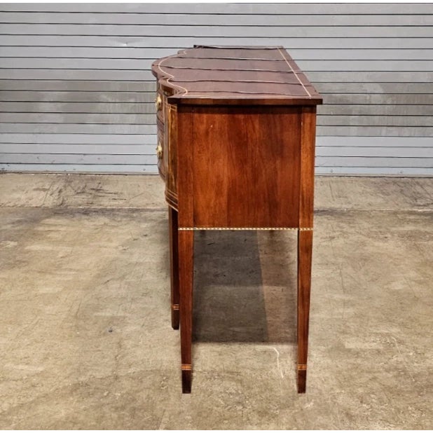Late 20th Century Stickley Federal Style Bowfront Mahogany Sideboard Bellflower & Checker Inlay For Sale - Image 5 of 10