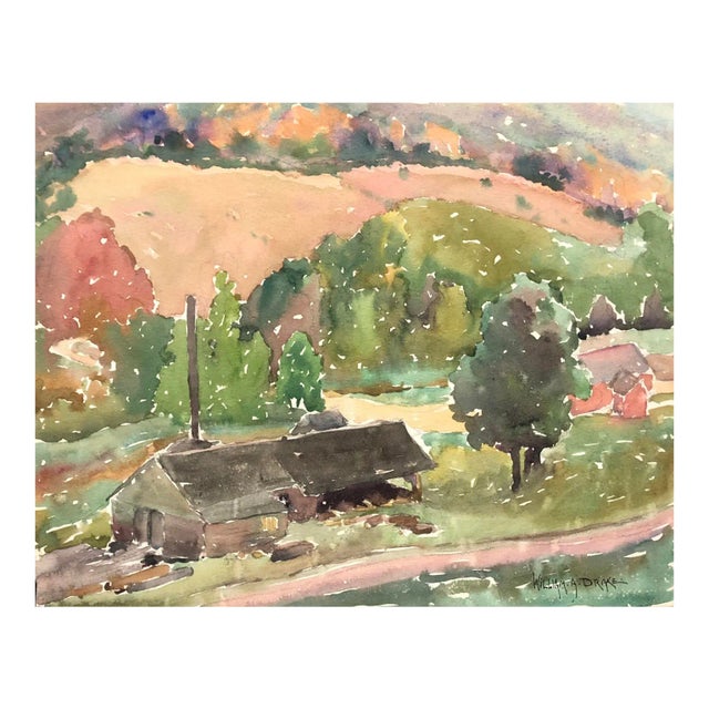 1930s William Drake Ulster County New York Watercolor For Sale