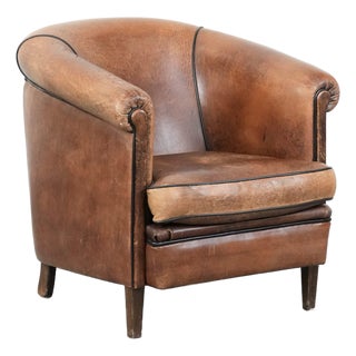 Vintage Club Chair in Sheepskin Leather For Sale