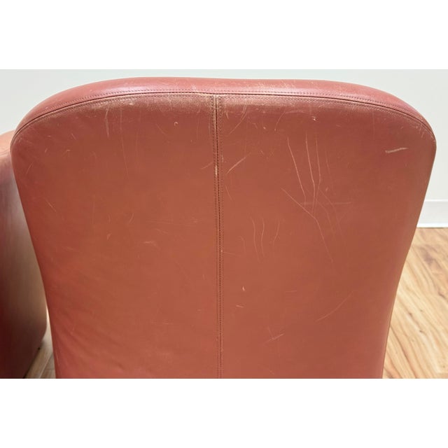 Blush Vintage MCM Barrel Chairs in Blush Leather, a Pair For Sale - Image 8 of 11