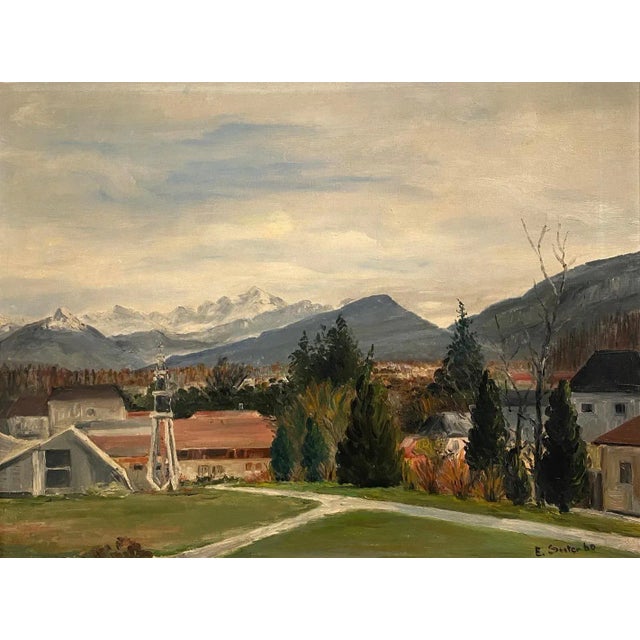 Ernst Suter, Mountains, Oil on Canvas, 1960s For Sale - Image 8 of 8