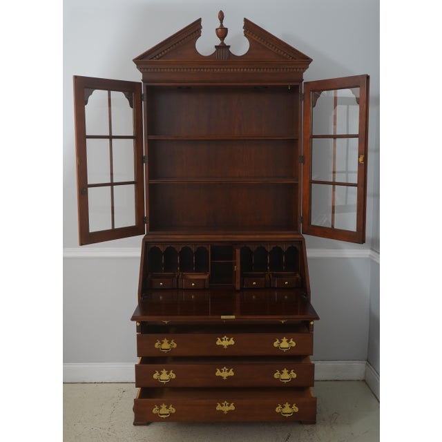 Chippendale Statton Cherry Secretary Desk W. Bookcase Top For Sale - Image 3 of 18