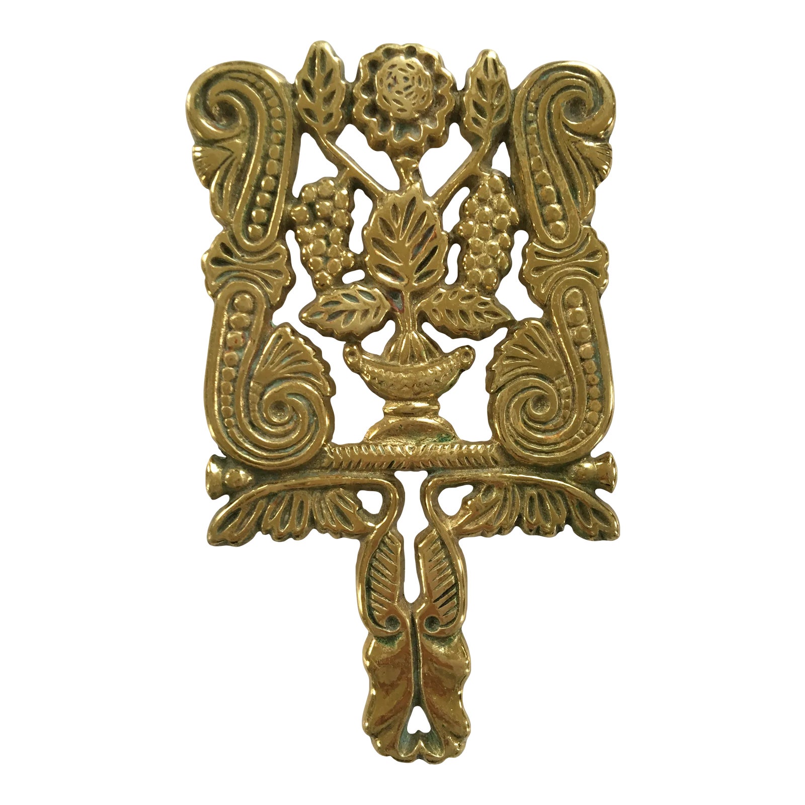 MidCentury Virginia Metalcrafters Solid Brass Leaf & Floral Design