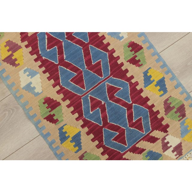 Red 1970s Scandinavian Style Geometric Oushak Kilim Rug For Sale - Image 8 of 11