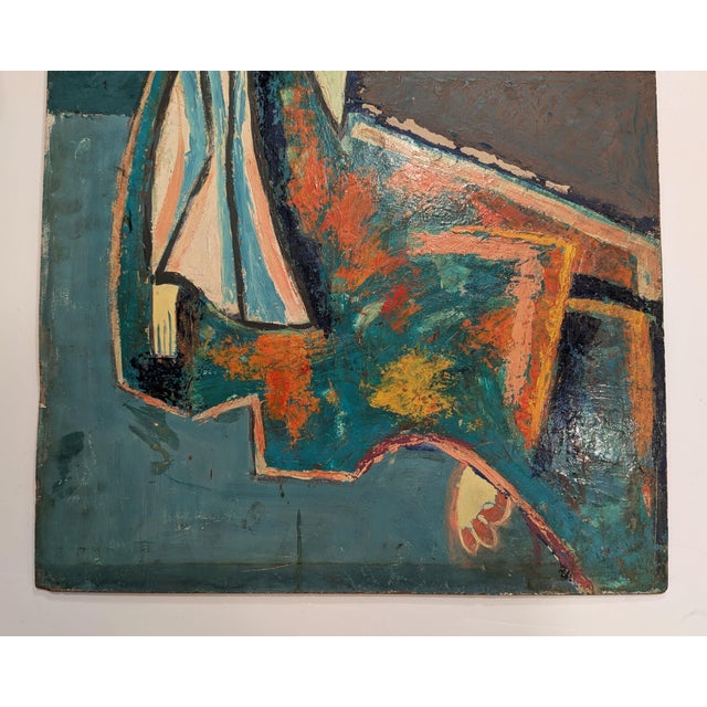 Mid-Century Modernist Cubist Portrait Woman, Unsigned, Hand-Sketched Verso For Sale - Image 4 of 4