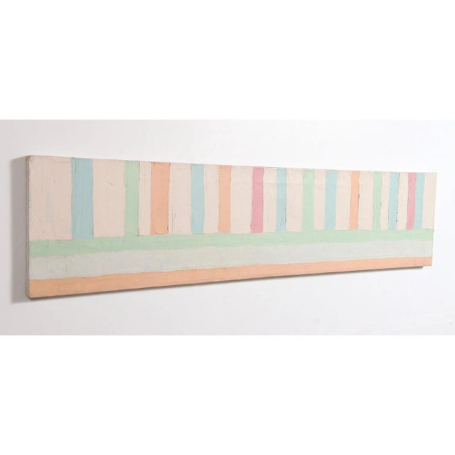 Large Original Vintage 1980s Oil on Canvas Pastel Colored Horizontal Painting #2 For Sale - Image 4 of 11