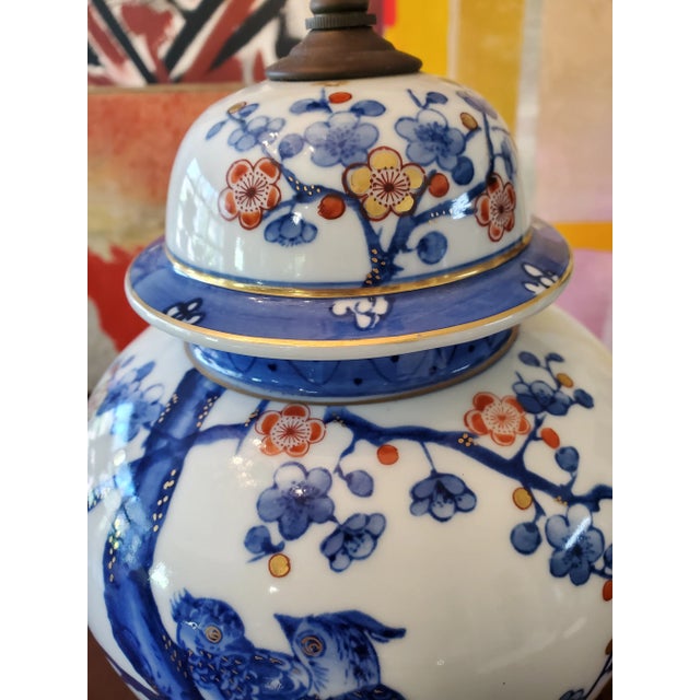 1950s Mid-Century Hollywood Regency Asian Porcelain Lamp For Sale - Image 5 of 6
