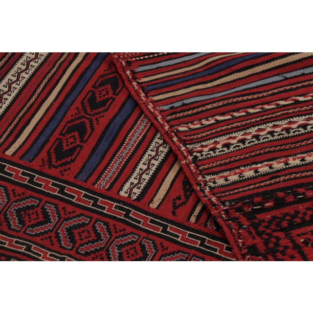 Textile Vintage Persian Soumak Kilim, Crimson Red Frame With Tribal Motifs - Rug & Kilim For Sale - Image 7 of 7