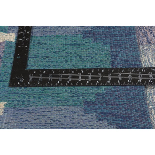 Sky Blue Vintage Swedish Rollakan Rug, 05'05 X 07'06 For Sale - Image 8 of 11