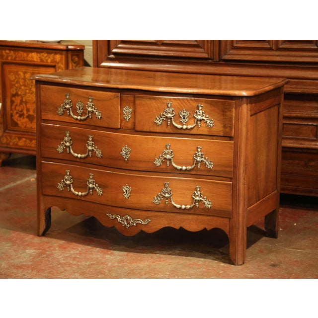 Early 19th Century 18th Century French Louis XIV Carved Walnut and Bronze Chest of Drawers For Sale - Image 5 of 10