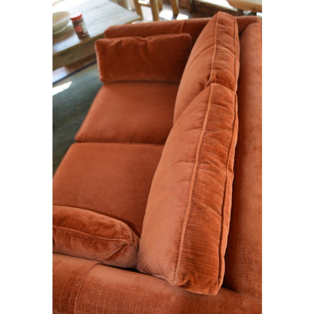 Vintage Mid Century Hickory Tavern / Lane Burnt Orange Upholstered Loveseat Sofa For Sale - Image 6 of 17