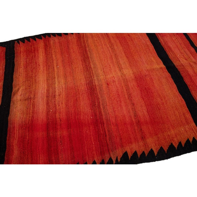 Turkish 1960s Vintage Turkish Kilim Red Handmade Geometric Wool Rug For Sale - Image 3 of 8