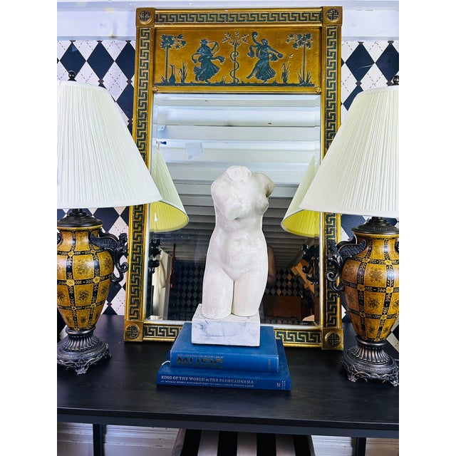 Wood Oversized Neoclassical Greek Key Trumeau Wall Mirror With Classical Relief Frieze For Sale - Image 7 of 18