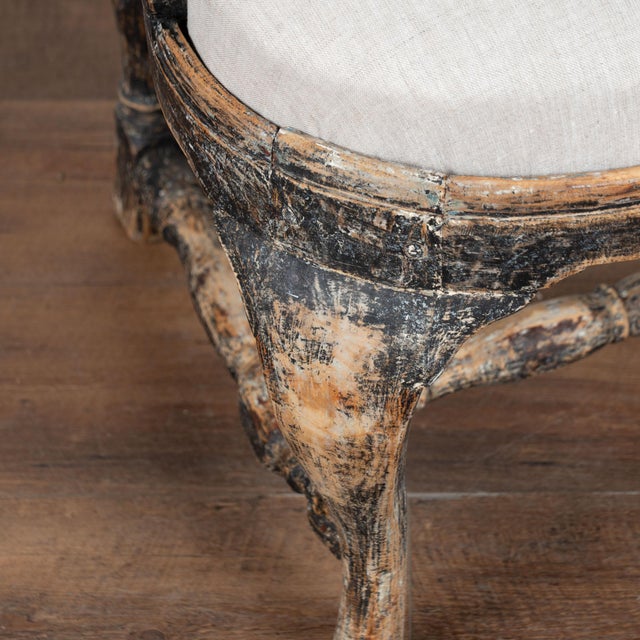 Pair, 19th Century Swedish Black Rococo Armchairs For Sale - Image 11 of 17