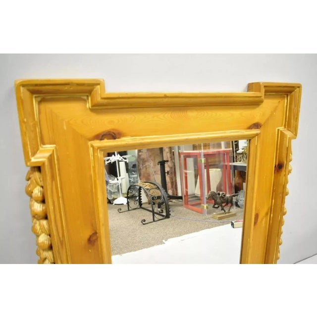 Vintage Italian Baroque Style Carved Knotty Pine Wood Country French Wall Mirror For Sale - Image 4 of 9