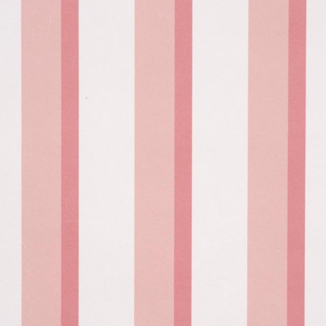 Traditional Sample - Schumacher Rigsby Stripe Wallcovering In Pink For Sale - Image 3 of 6