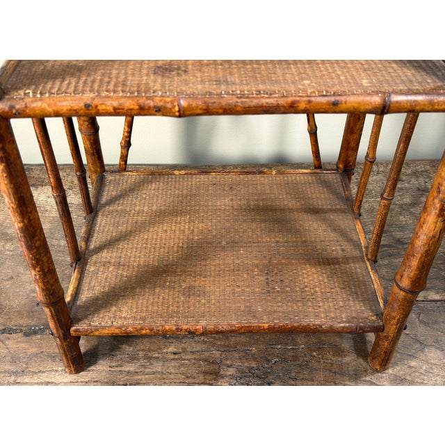 Diminutive Antique Bamboo Etagere Small 3 Shelf Bookshelf For Sale - Image 9 of 11