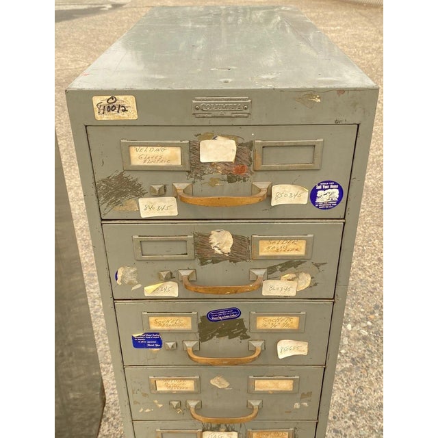 Metal Vintage Columbia Steel Equip Gray Metal 10 Drawer Industrial File Cabinet (A) For Sale - Image 7 of 15