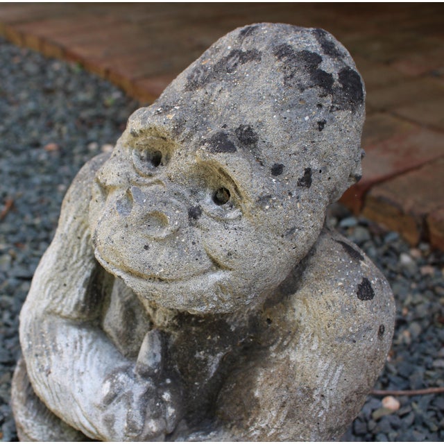 Mid-20th Century English Cast Stone Seated Gorilla Garden Ornament For Sale In Raleigh - Image 6 of 6