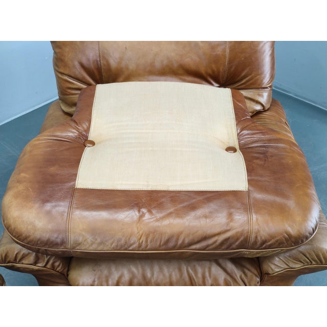 Cognac Buffalo Leather Lounge Armchairs from Arcon Italia, 1970s, Set of 2 For Sale - Image 16 of 18