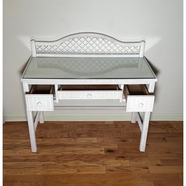 1960s Henry Link White Wicker Vanity Desk Chairish