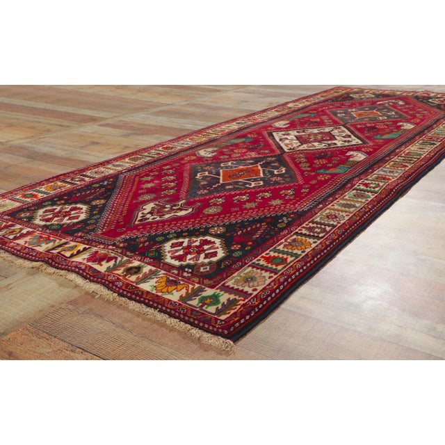 Mid 20th Century Vintage Persian Shiraz Hallway Rug, 03'09 X 10'01 For Sale In Dallas - Image 6 of 9