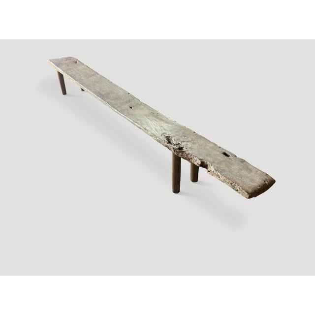 Wood Andrianna Shamaris Impressive Wabi Sabi Long Teak Wood Bench For Sale - Image 7 of 18