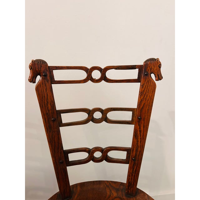 1940s 1940s Romweber Viking Oak Equestrian Horse Head Dining Side Chair Trio For Sale - Image 5 of 15