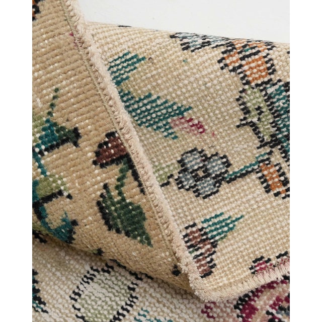 1970s Vintage Turkish Oushak Handmade Wool Cotton Brown Floral Area Rug For Sale - Image 11 of 11