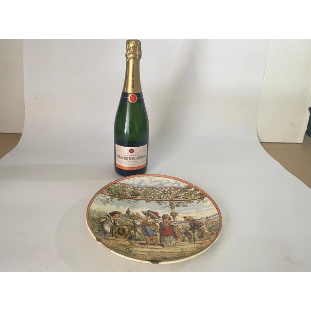 Decorative Beige and Blue Plate from Sarreguemines, 1880 For Sale - Image 6 of 7