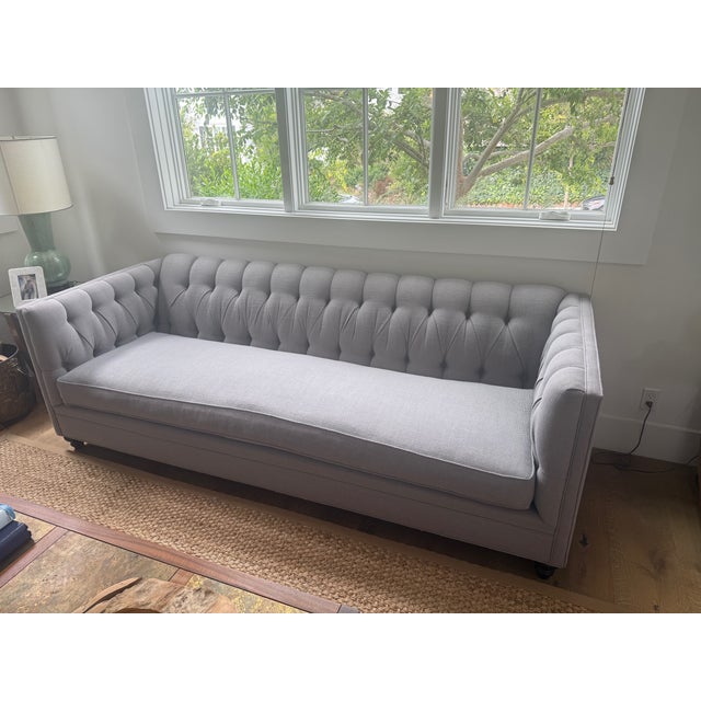 Custom Tufted Sofa With Feather/Down Bench Cushion For Sale - Image 12 of 12