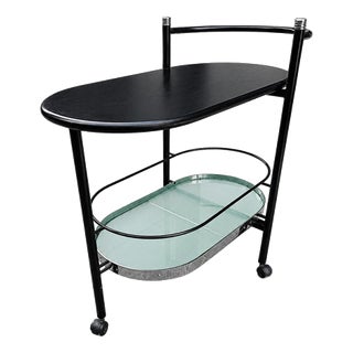 Black Oval Drinks Trolley, 1980s For Sale