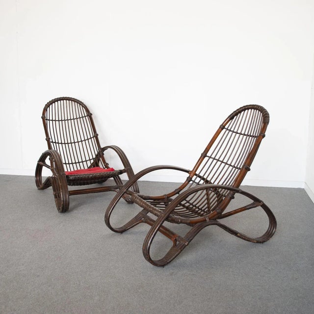 Set of Italian Guinea Cane Wicker Armchairs, 1960s For Sale - Image 10 of 10