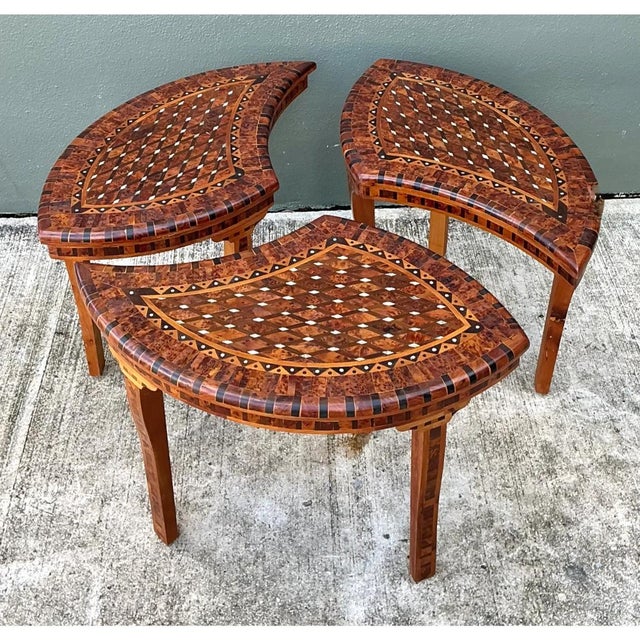 Vintage Geometric Inlaid Wood Coffee Table For Sale In West Palm - Image 6 of 12