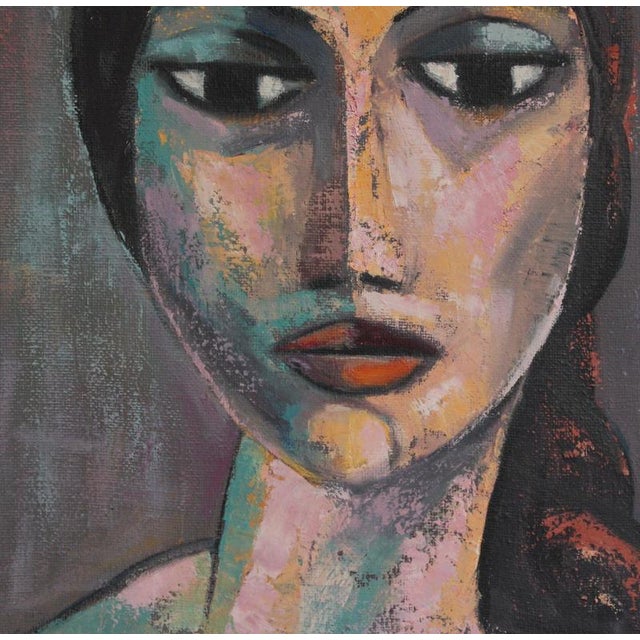 1980s Portrait of Spanish Woman, 1980s, Acrylic Painting on Canvas, Framed For Sale - Image 5 of 11