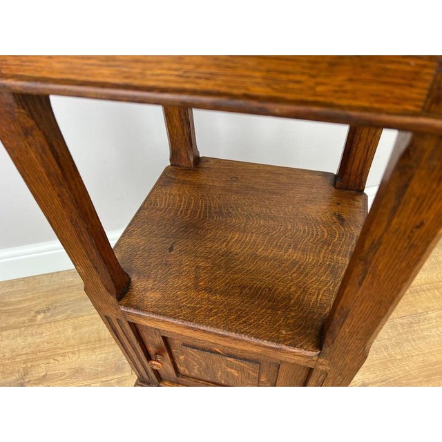 Brown Antique French Oak Bedside Table with Marble Top For Sale - Image 8 of 9