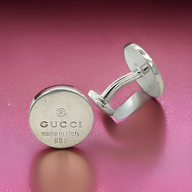 Authentic Gucci Estate Mens Cufflinks Sterling Silver G31 These elegant Authentic Gucci cufflinks are made of sterling...