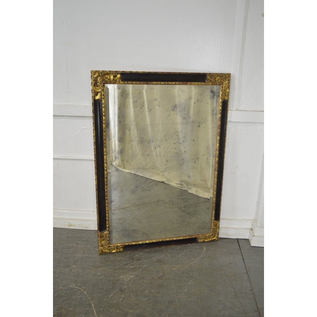 Regency Style Black Ebonized Gilt Frame Mirror W Antiqued Glass Chairish