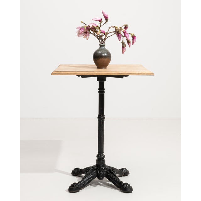 Cast Iron Bistro Table with Oak Top, Antique, France, 20th Century For Sale - Image 12 of 13