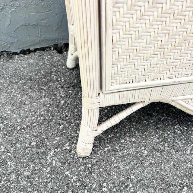 Vintage Boho Chic Wicker Highboy Dresser For Sale - Image 9 of 10