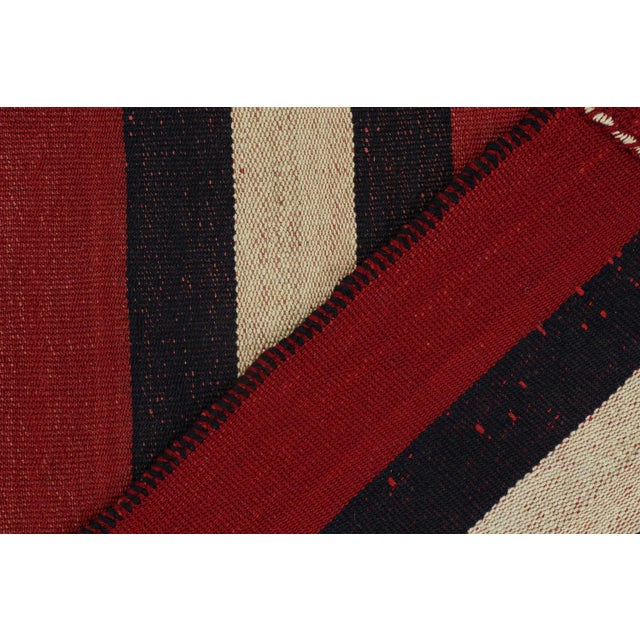 Textile 1950s Vintage Persian Kilim With Red, Blue, and Off-White Stripes by Rug & Kilim For Sale - Image 7 of 8