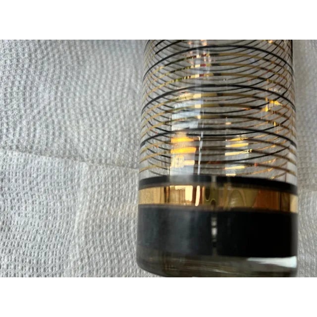 Mid-Century Modern Vintage Culver Black & Gold Glasses- Set of 4 For Sale - Image 3 of 5