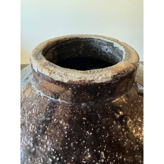 Chinese Antique Chinese Brown Martaban 16" Ceramic Storage Jar For Sale - Image 3 of 10