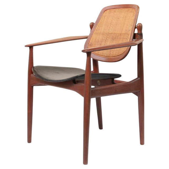 Brown Danish Model 186 Armchair in Teak and Leather by Arne Vodder, 1950s For Sale - Image 8 of 8
