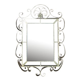 Vintage Regency Monumental Wrought Iron Mirror For Sale
