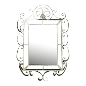 Vintage Regency Monumental Wrought Iron Mirror