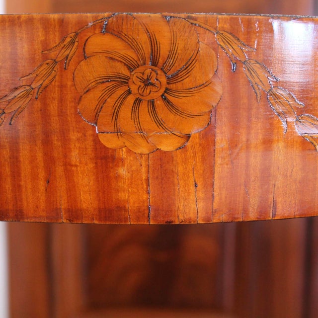 Pair of Edwardian Satinwood Marquetry Console Tables With Marble Tops For Sale - Image 13 of 14