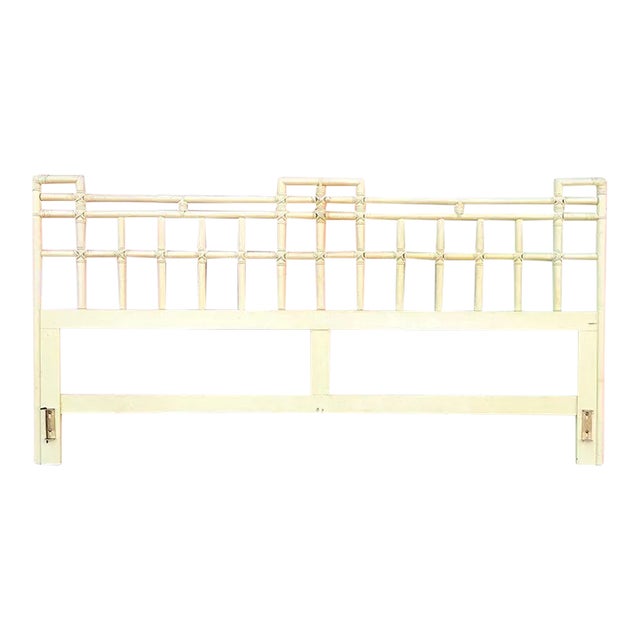 1970s Palm Beach Regency Ficks Reed Rattan King Headboard For Sale